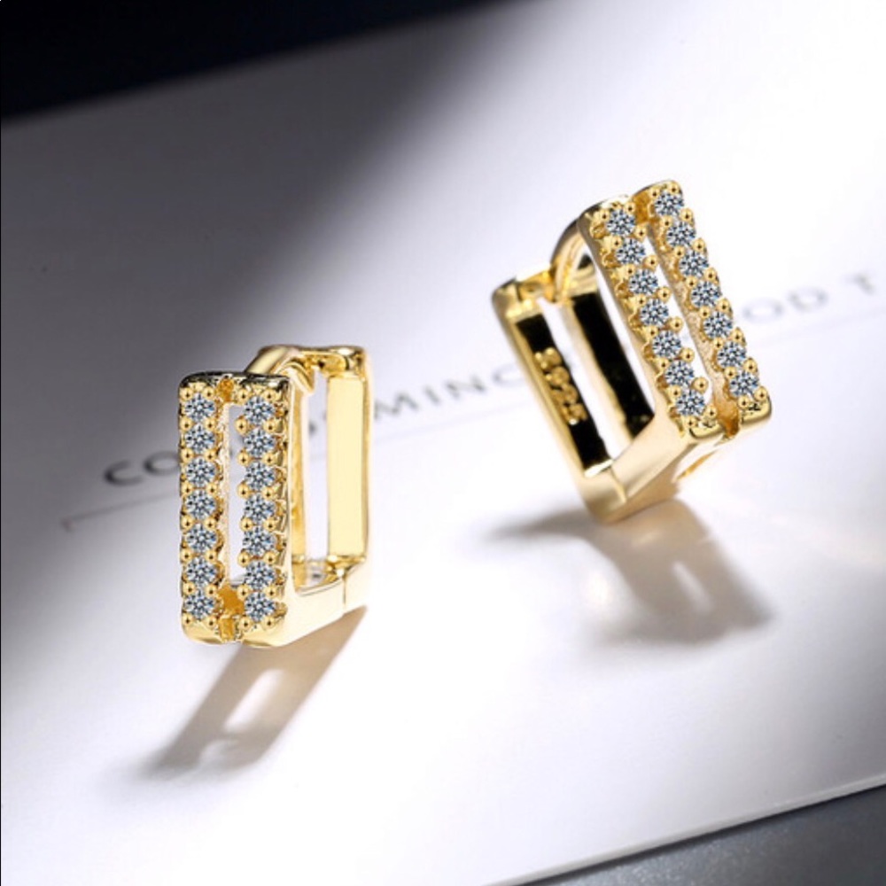 925 sterling silver luxury golden earrings